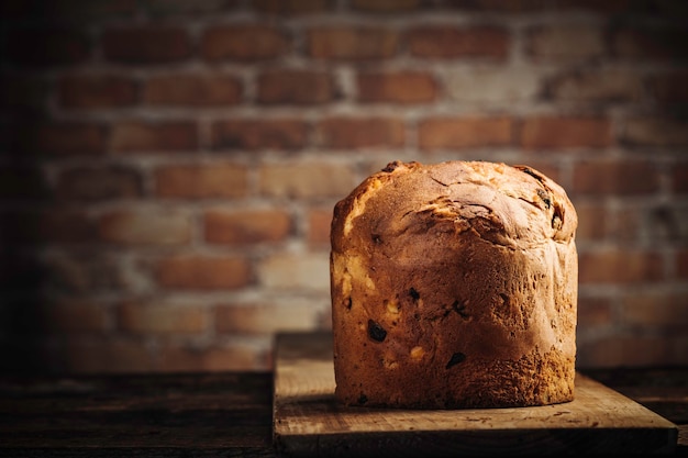 Panettone navideño casero tradicional italiano cerrar