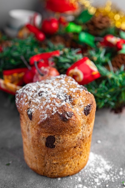 Panettone Sobremesa de Natal doce tradicional cozimento bolo de páscoa refeição fresca comida lanche