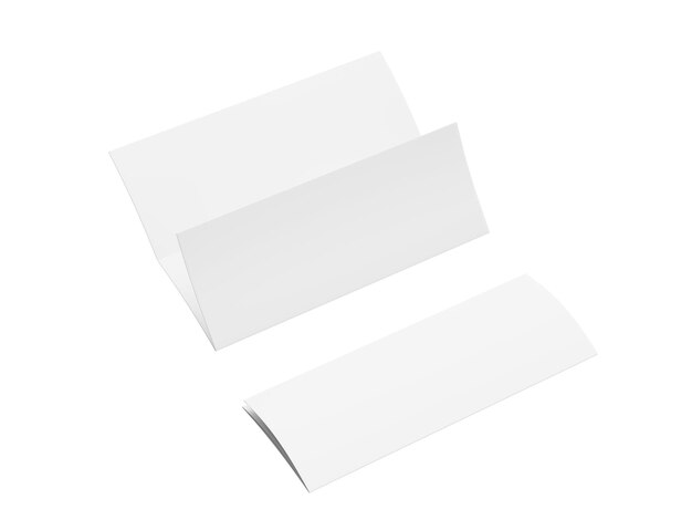 Panfleto de capa trifold em branco sobre fundo branco Adequado para anúncios de apresentações 3D