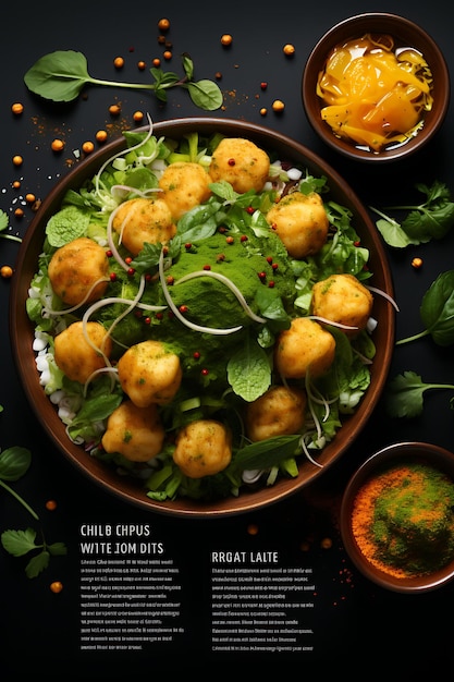 Pani Puri Con Hojas De Cilantro Gotas De Agua Picantes Decorat India Diseño De Cultura Culinaria Sitio Web