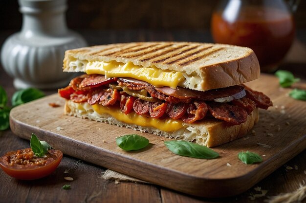 Foto panini con chorizo y queso manchego