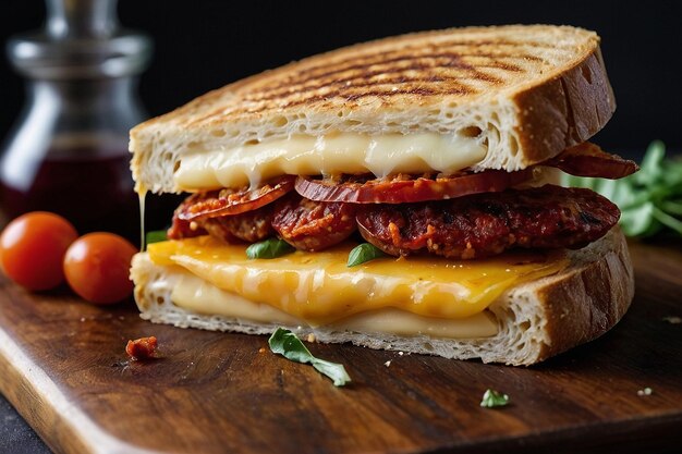 Foto panini con chorizo y queso manchego