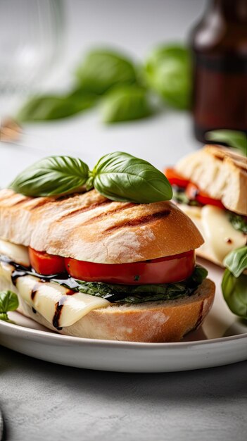 Panini tostado al horno en un plato ai generativo