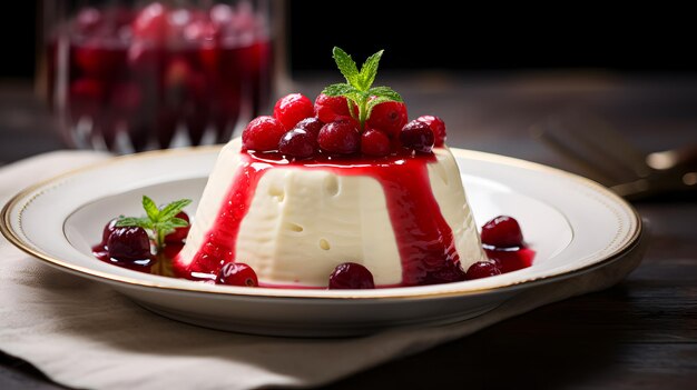 Panna cotta con arándanos