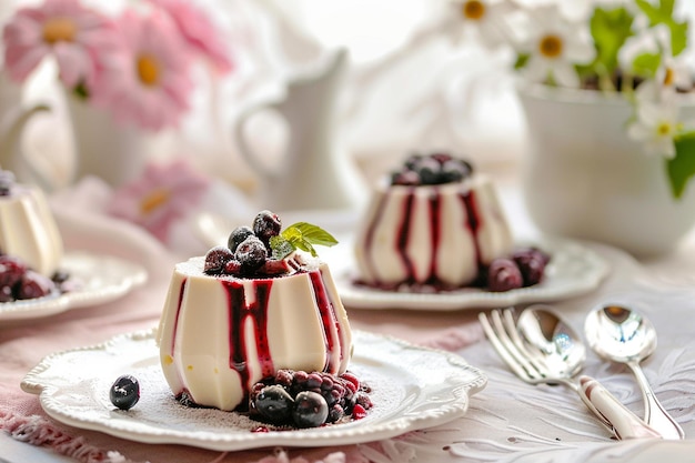 Panna cotta con una compota de bayas