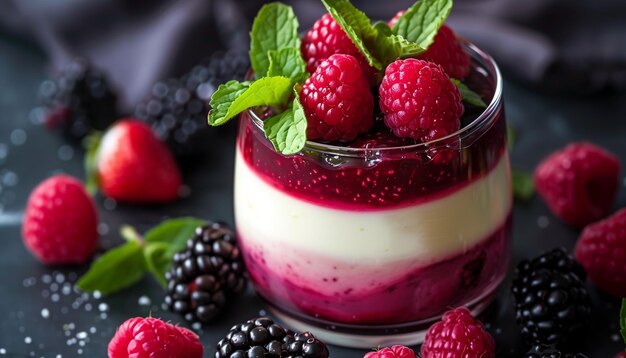 Panna cotta de framboesa e morango