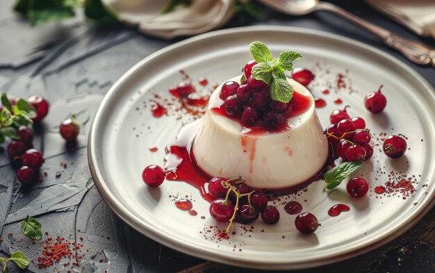 A Panna Cotta en el fondo tradicional de Italia profesional de publicidad de alimentos foto ai generado