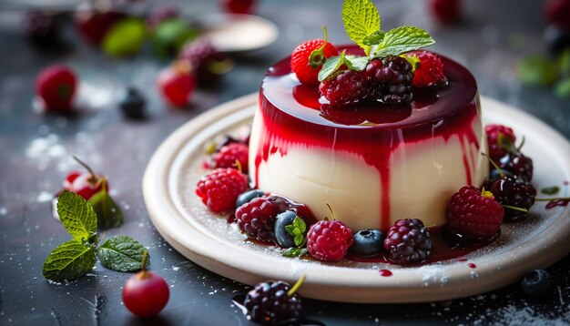 Panna cotta con frutas del bosque