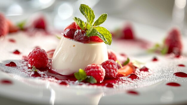 Panna cotta, un postre italiano en un plato