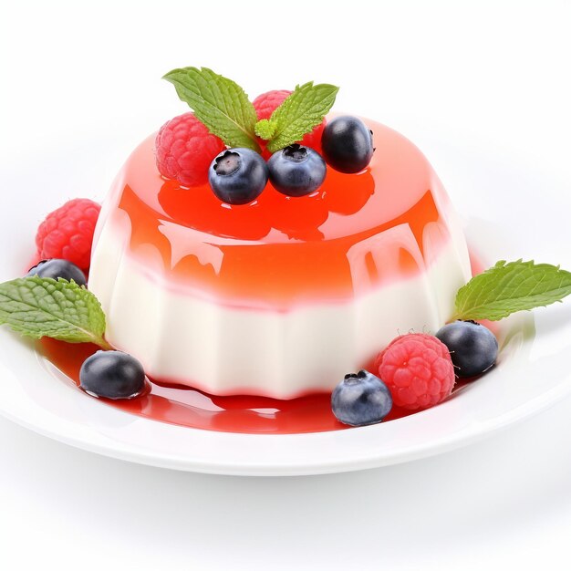 Panna Cotta sobre un fondo blanco