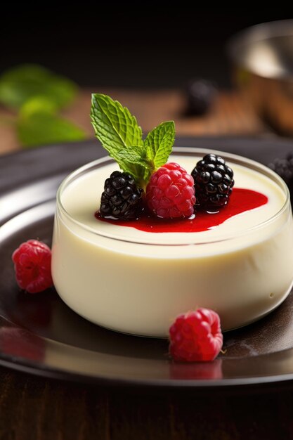 Panna Cotta sobremesa com bagas