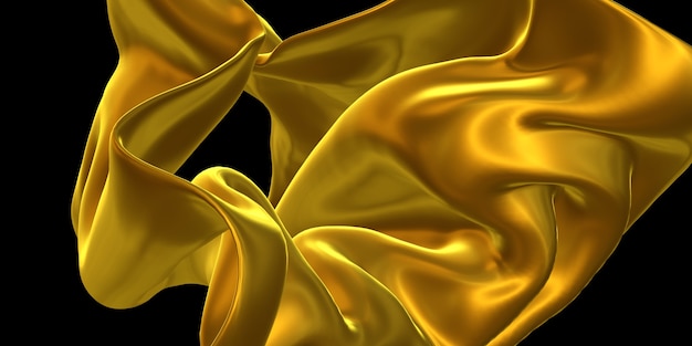 Paño adornado de oro, pan de oro, superficie dorada arrugada, fondo abstracto, ilustración 3d