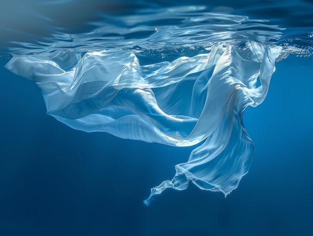 un paño blanco flotando en el agua