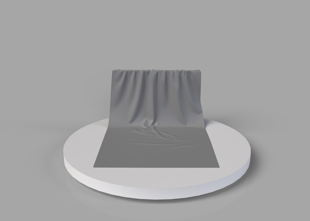 Pano branco isolado no pódio em um fundo branco renderização em 3d