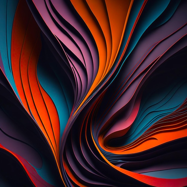 Pano de fundo abstrato Curvas suaves, cores vibrantes, ondas fluidas geradas por IA