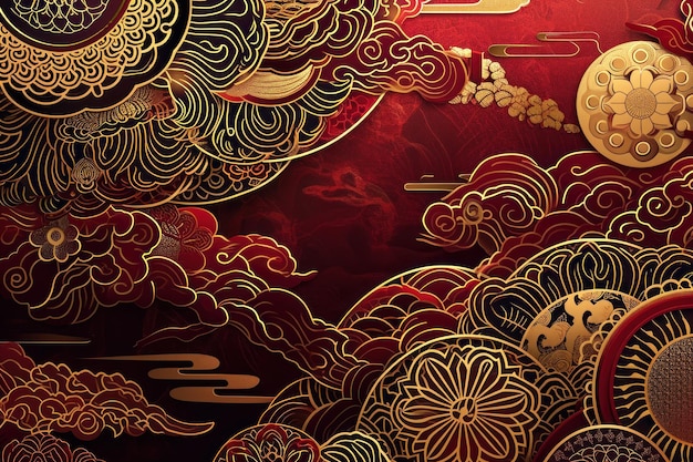 pano de fundo chinês com padrões e ornamentos tradicionais bandeira de feriado do Ano Novo Chinês