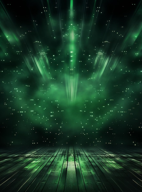 Foto pano de fundo com iluminação de holofotes verdes para folhetos imagem realista ultra hd design alto