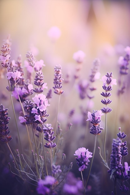 Pano de fundo de flores de lavanda em um campo Generative AI