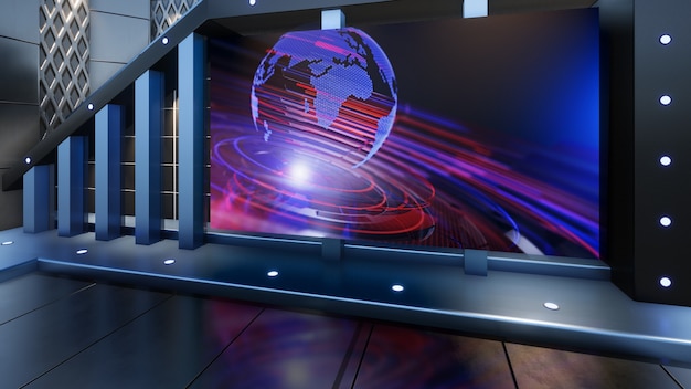 Pano de fundo para programas de TV TV no Wall3D Virtual News Studio Background renderização em 3D