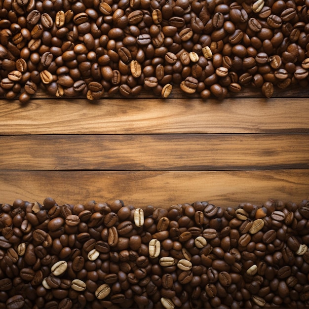 pano de fundo vintage Grãos de café crus em superfície de madeira com espaço em branco Para Social Media Post Size