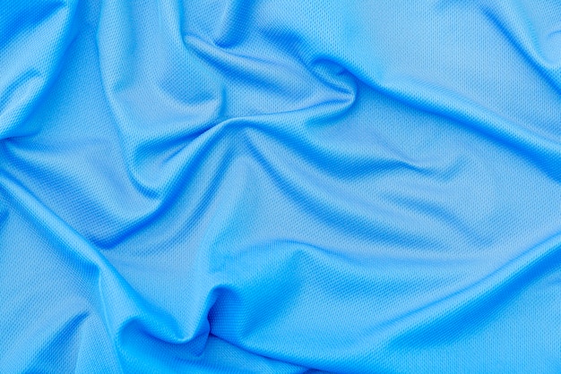 Pano de tecido azul, textura de poliéster, fundo de desgaste do esporte