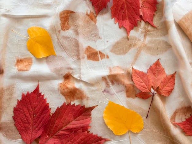 Paño pigmentado con hojas de otoño