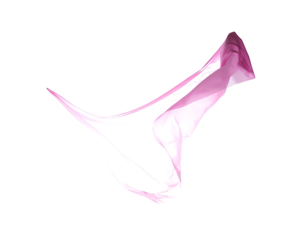 Paño rosa transparente elegante suave, Flying Blowing Silk, Textura de tela voladora. Aislado con trazados de recorte sobre fondo blanco.