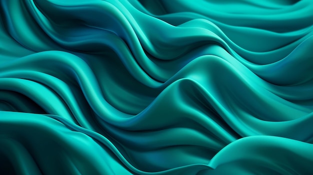 Paño turquesa y agua con arrugas y pliegues Base de superficie ondulada multicolor Recurso creativo Generado por IA