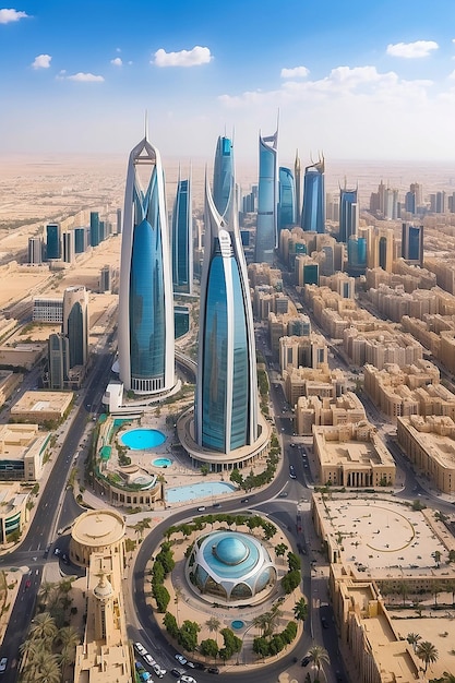 Panorama aéreo del centro de la ciudad de Riad Al Riyadh Arabia Saudita