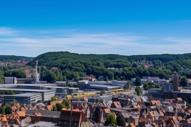 panorama aéreo de horizonte de verão da cidade velha de mons bergen