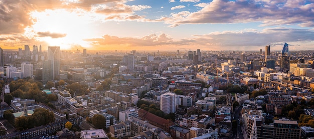 Panorama aéreo do distrito financeiro da cidade de Londres