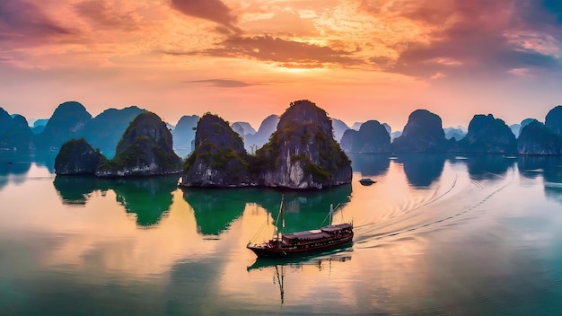 Panorama de la bahía de Halong desde Vietnam