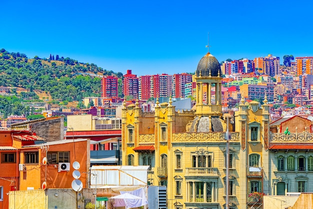 Panorama del centro de Barcelona, la capital de la Autonomía de Cataluña. España.