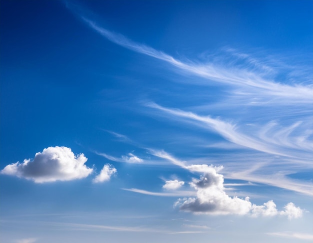 Panorama Céu azul e nuvens brancas Nuvem fofa no fundo do céu azul