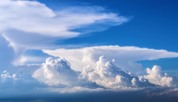 Panorama Céu azul e nuvens brancas Nuvem fofa no fundo do céu azul