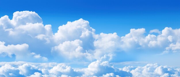 Panorama de cielo azul claro y nubes blancas en un día soleado IA generativa