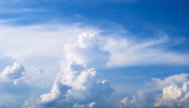 Panorama Cielo azul y nubes blancas Nube esponjosa en el fondo del cielo azul