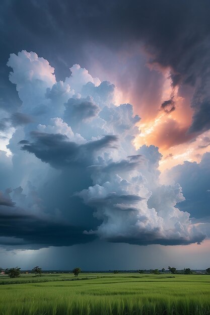 Foto panorama del cielo y las nubes en verano con formación de tormenta nublado hermoso fondo de arte naturaleza