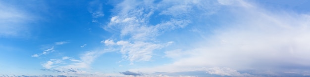 Panorama del cielo nublado día azul