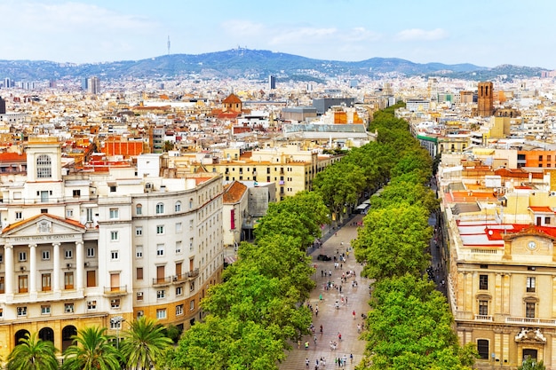 Panorama de la ciudad de Barcelona desde el monumento a Colón. Barcelona. España.