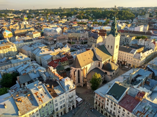 Panorama de la ciudad europea de Lviv