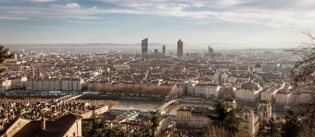 Foto panorama de la ciudad de lyon en francia