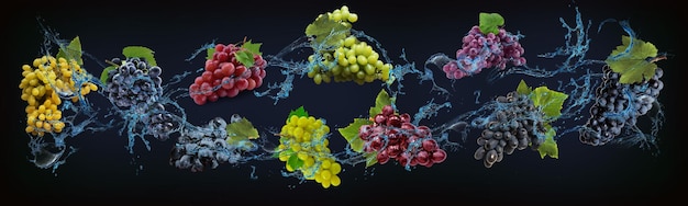 Panorama com frutas em uvas suculentas de água é um bom presente para o Natal e Ano Novo