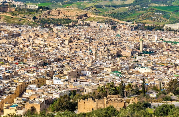 Panorama da antiga Medina em Fez. Marrocos, Norte da África