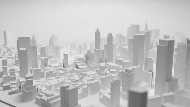 Panorama da cidade 3d isolado no fundo branco. renderização 3d.