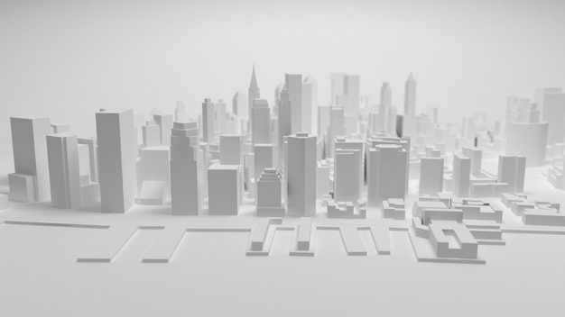 Panorama da cidade 3D isolado no fundo branco