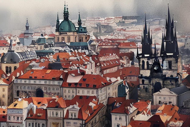 Panorama da cidade praga cor artx9xA