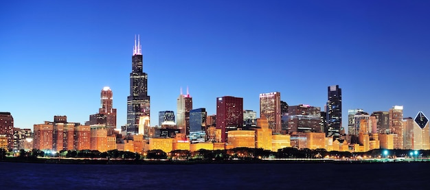 Panorama da noite de Chicago