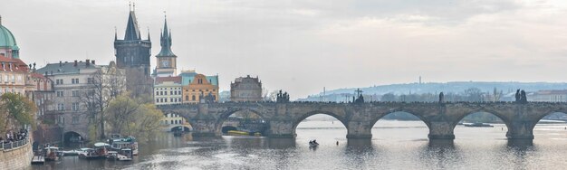 Panorama da Ponte Carlos em Praga