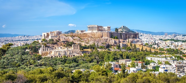 Panorama de Atenas com colina da Acrópole Grécia